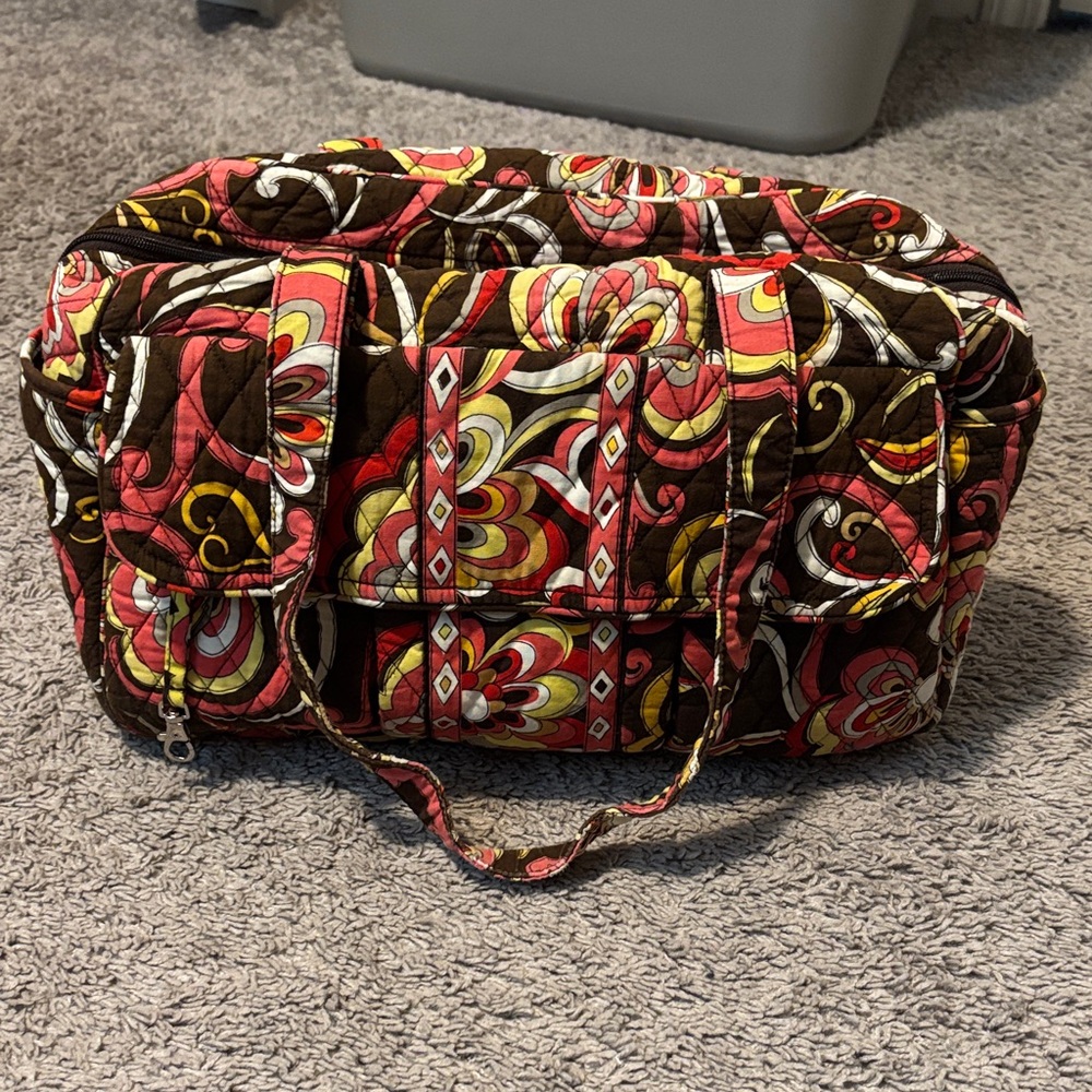 Vera Bradley Quilted Travel Bag in Red and Brown